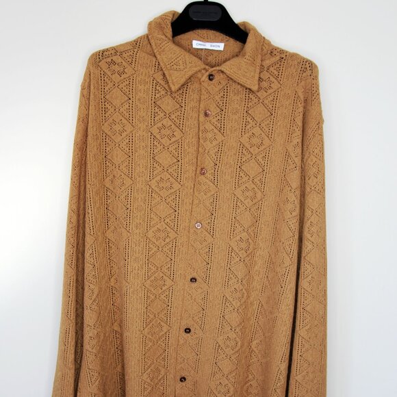 BNWT AW23 CMMN SWDN DILAN OPENWORK KNIT SHIRT 50 - Picture 2 of 10